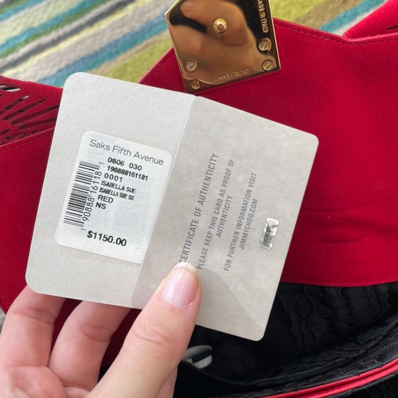 Jimmy Choo Suede Red Clutch - Picture 6 of 7